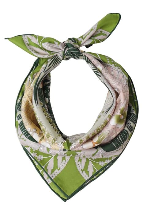 SILK SCARF SQUARED GREEN CLOVER GREEN by Mucho Gusto