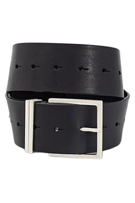 BLACK WIDE LEATHER BELT WITH METAL RINGS BLACK by IKKS