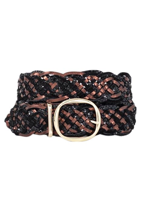 BLACK AND BROWN METALLIC BELT IN BRAIDED LEATHER BLACK by ICODE