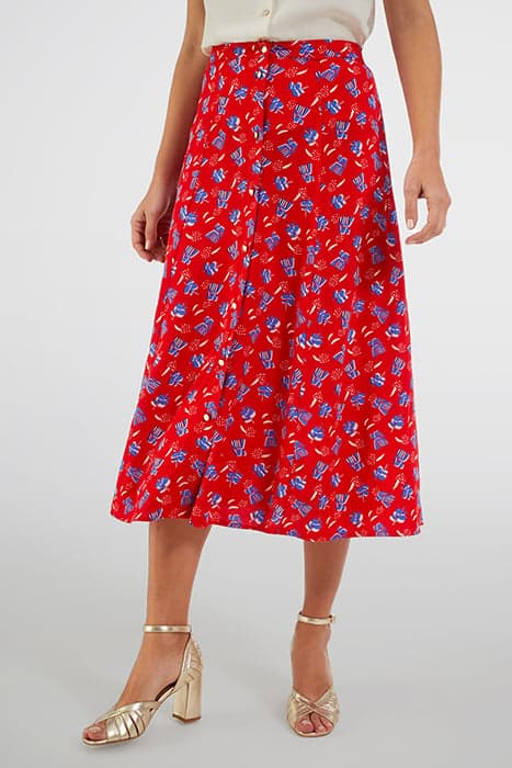 CHERRY BOHO PRINT LONG SKIRT FLASH CHERRY by ICODE