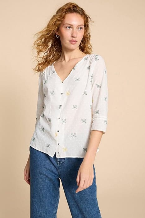 RAE ORGANIC COTTON TOP IVORY MULTI by White Stuff