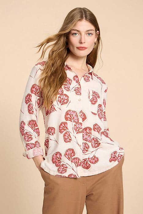 SOPHIE ORGANIC COTTON SHIRT IVORY PRINT by White Stuff