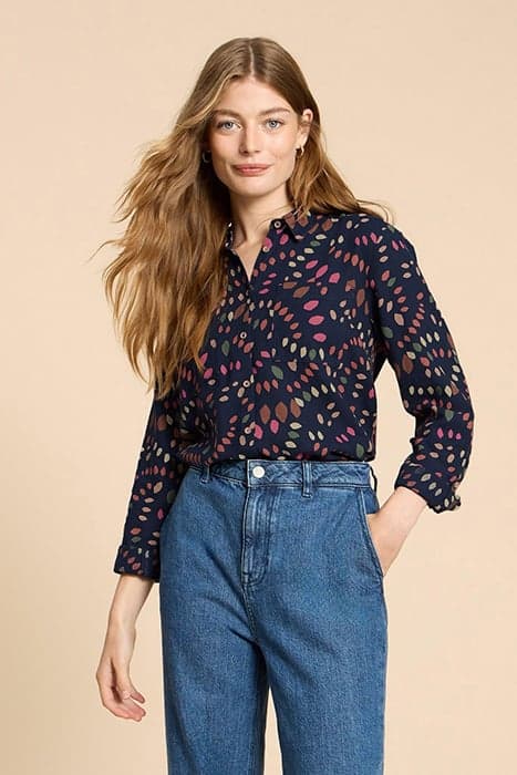 SOPHIE ORGANIC COTTON SHIRT NAVY MULTI by White Stuff