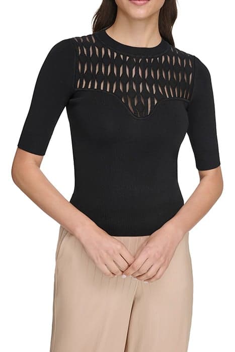 PATTERN CUT OUT TOP BLACK by DKNY