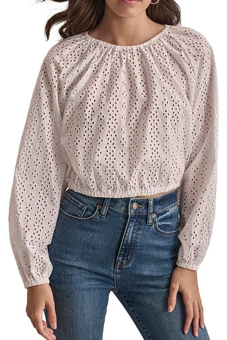 EYELET LONG SLEEVE P WHITE by DKNY