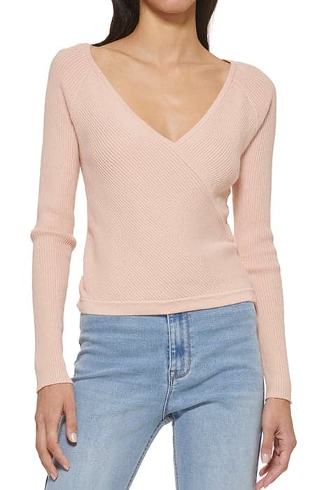 L/S V-NK RIB TOP HONEY PINK by DKNY