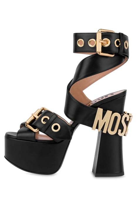 MOSCHINO BELT PLATFORM SANDALS BLACK by Moschino