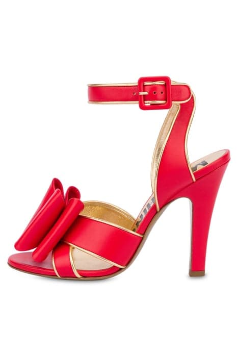 DOUBLE BOW CALFSKIN SANDALS RED by Moschino