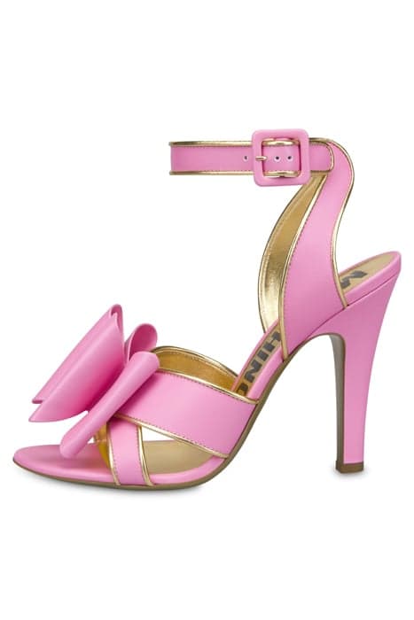 DOUBLE BOW CALFSKIN SANDALS PINK by Moschino