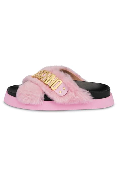 FLAT SANDALS IN SOFT FABRIC PINK by Moschino