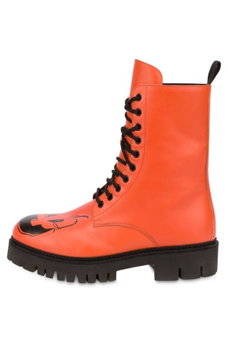 PUMPKIN FACES COMBAT BOOTS ORANGE by Moschino