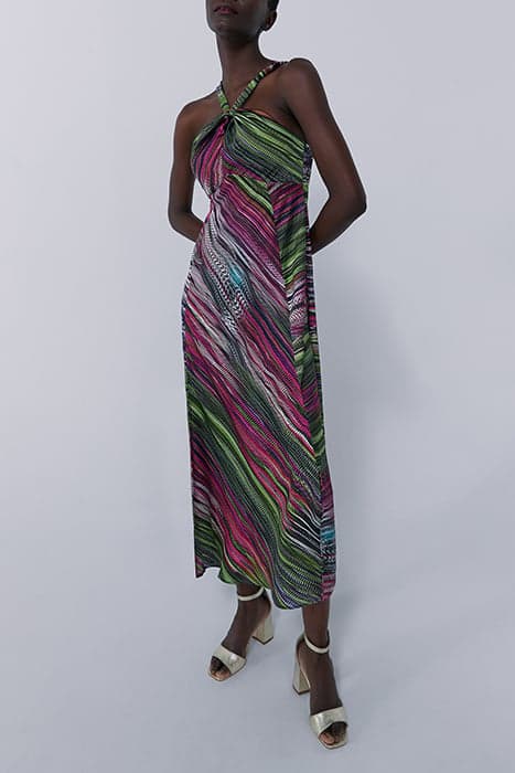 PRINTED LONG DRESS WITH TIED NECKLINE by IKKS