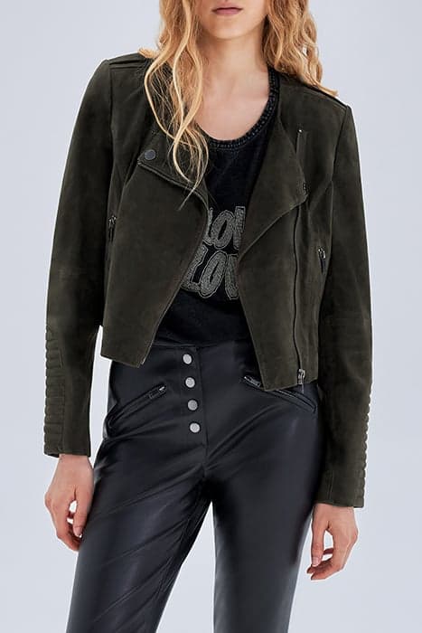 LICHEN SUEDE BIKER-STYLE JACKET by IKKS