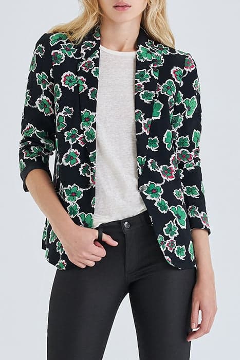 BLACK SUIT JACKET WITH GREEN FLOWERS PRINT by IKKS