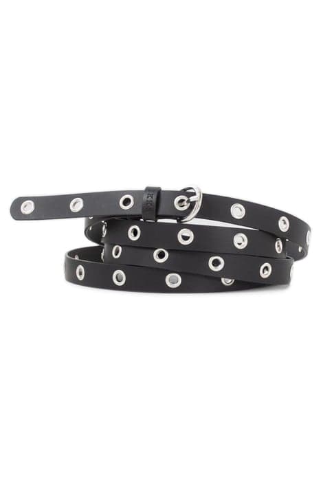 BLACK LEATHER WRAPAROUND BELT WITH EYELETS by IKKS