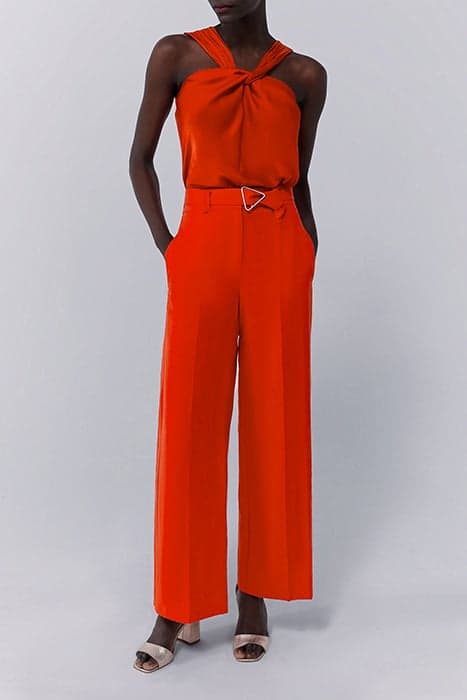 ORANGE ASYMMETRIC TOP WITH TIED NECKLINE by IKKS