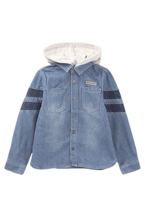 BOYS’ BLUE ORGANIC DENIM SHIRT WITH DETACHABLE HOOD by IKKS