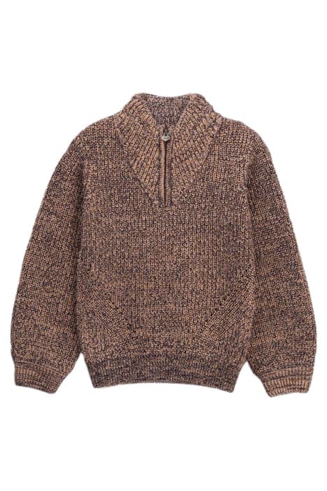 GIRLS’ PINK COPPER LUREX KNIT ZIP-NECK SWEATER by IKKS