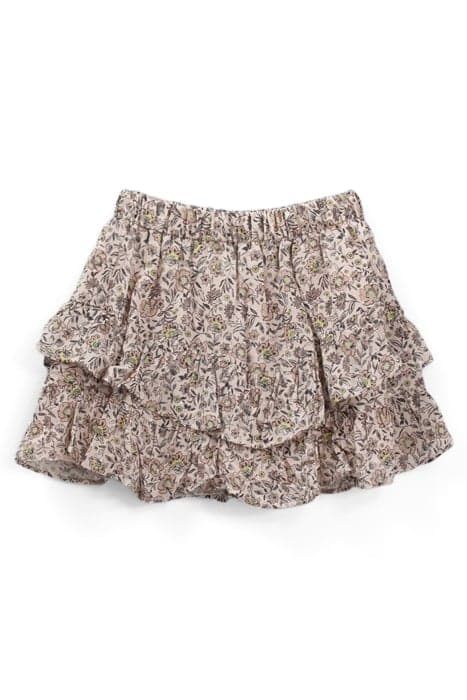 GIRLS’ BEIGE FLOWER PRINT ASYMMETRIC RUFFLED SKIRT by IKKS