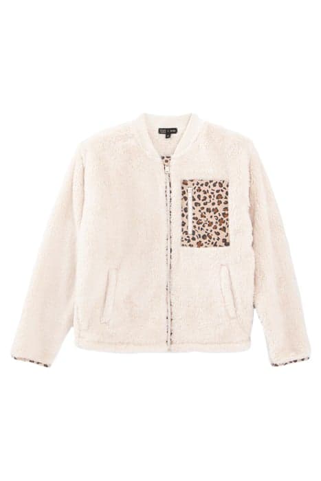 GIRLS’ ECRU PLUSH CARDIGAN WITH LEOPARD MOTIF DETAILS by IKKS