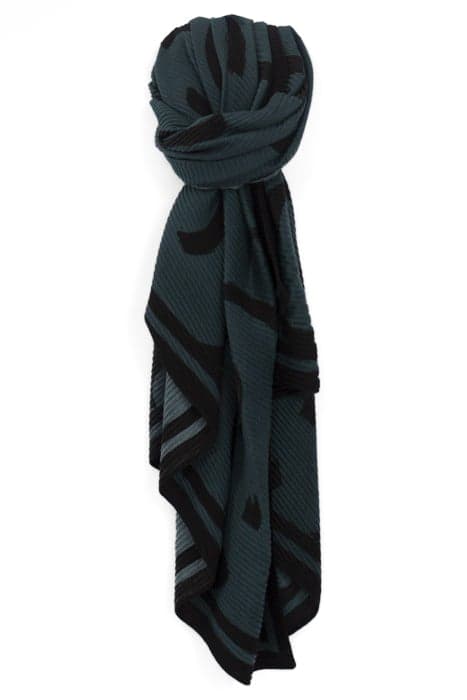 BLACK PLEATED SCARF WITH WAVE MOTIF by ICODE