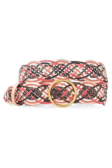 COPPER PINK WOVEN LEATHER WIDE BELT by ICODE