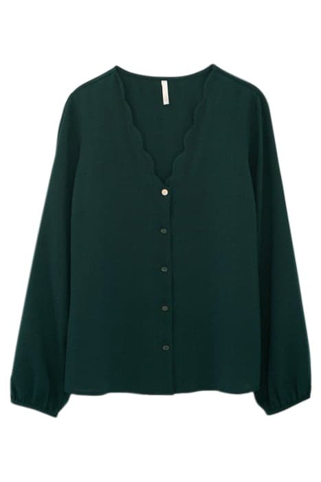 IMPERIAL GREEN BLOUSE WITH SCALLOPED NECKLINE by ICODE