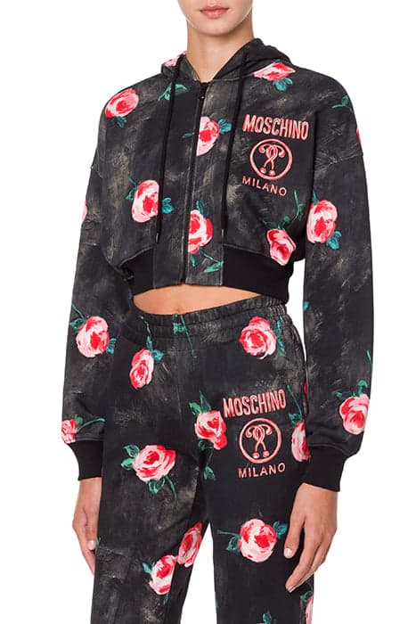 PAINTED FLOWERS CROPPED SWEATSHIRT MULTICOLOR by Moschino