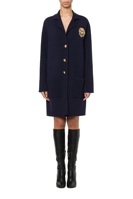 COAT IN EXTRAFINE MERINO WOOL BLUE by Moschino