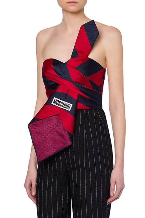 TIE JACQUARD RIBBED BUSTIER TOP MULTICOLOR by Moschino