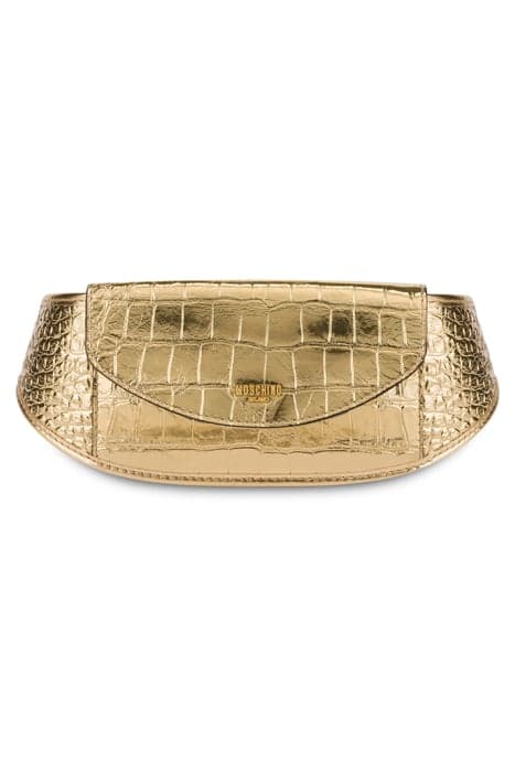 CROCO PRINT LAMINATED BUM BAG GOLD by Moschino