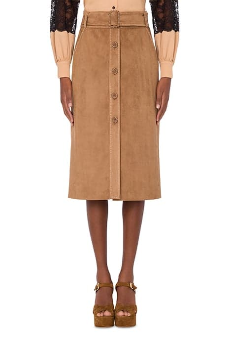 STITCHING BELTED SKIRT BEIGE by Moschino