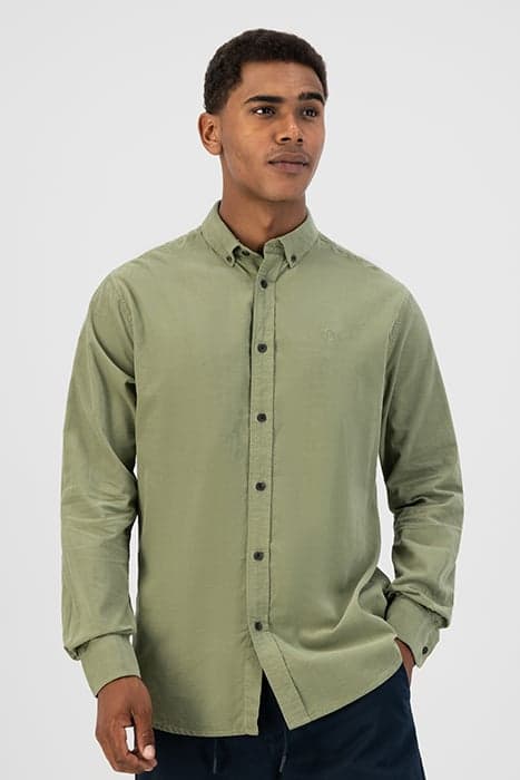 BUTTON DOWN SHIRT BABYCORD OIL GREEN by Dstrezzed