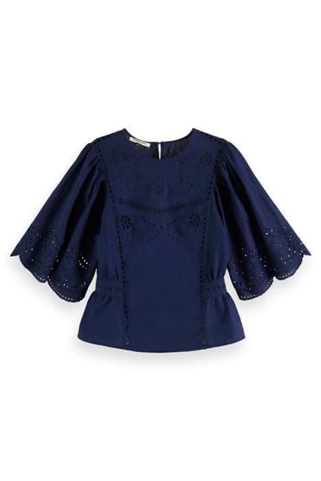 BROIDERIE ANGLAISE TOP NAVY BLUE by Scotch & Soda