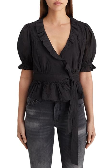 WRAP TOP WITH RUFFLE DETAIL EVENING BLACK by Scotch & Soda