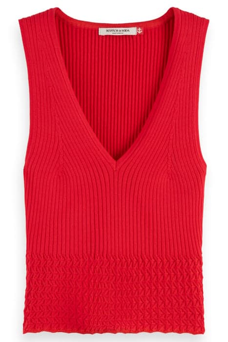 POINTELLE KNITTED TANK LIPSTICK RED by Scotch & Soda