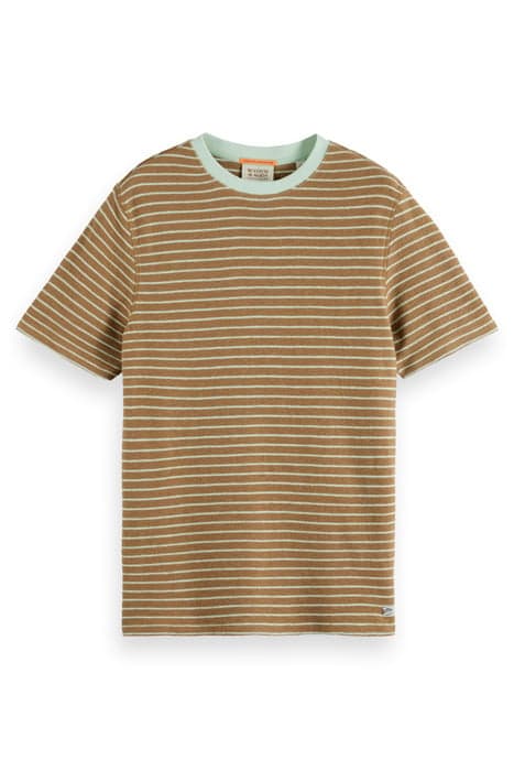 STRUCTURED STRIPED T-SHIRT TAUPE/ SEA FOAM by Scotch & Soda