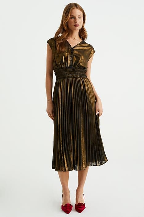 DRESS MID LENGTH GOLD by WE Fashion