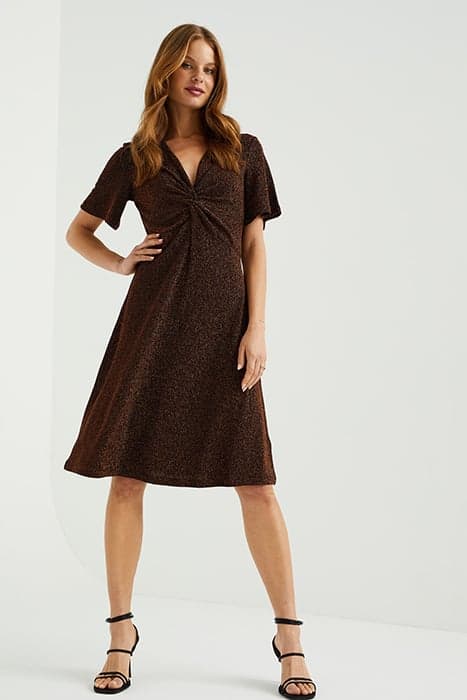 DRESS MID LENGTH LIGHT BROWN by WE Fashion