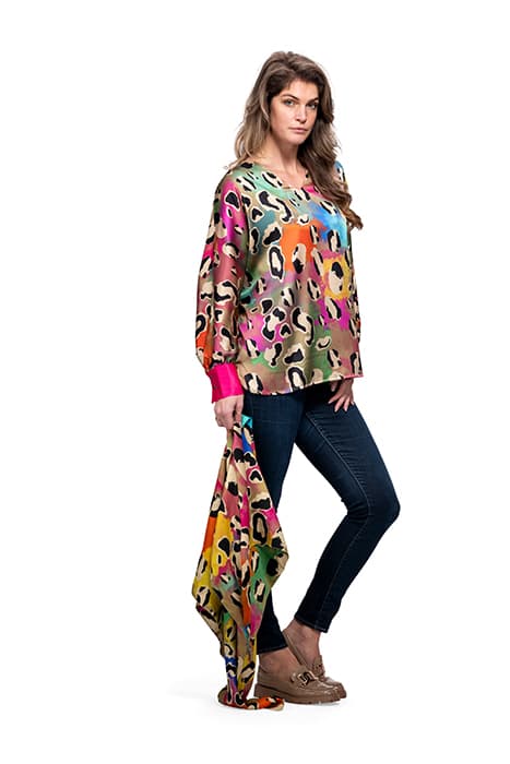 BLOUSE BEVERLY HILLS SILK MULTICOLOR LEOPARD MULTICOLOR by Mucho Gusto