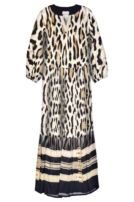 DRESS SAN RAFAEL LONG LEOPARD BLUE, ECRU by Mucho Gusto