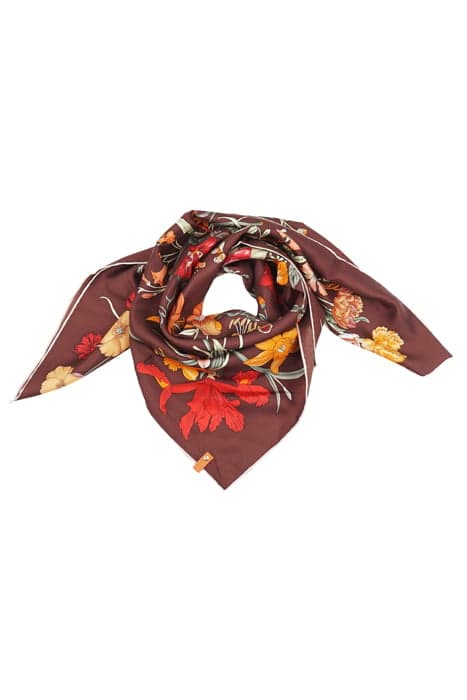 SILK SCARF FLOWERS BROWN by Mucho Gusto