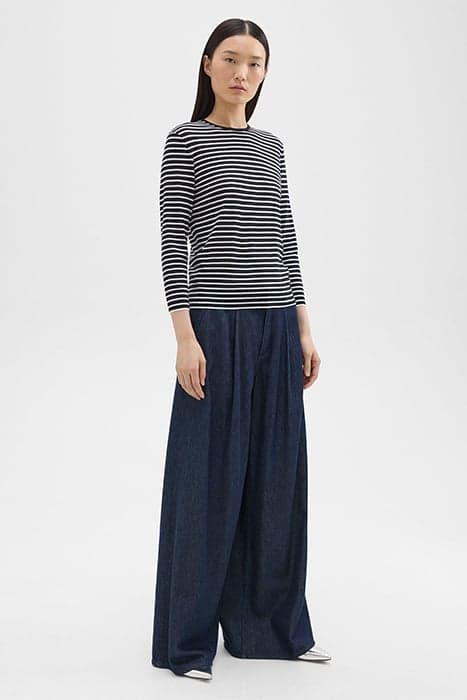 PLEATED WIDE-LEG PANT IN DENIM INDIGO by THEORY