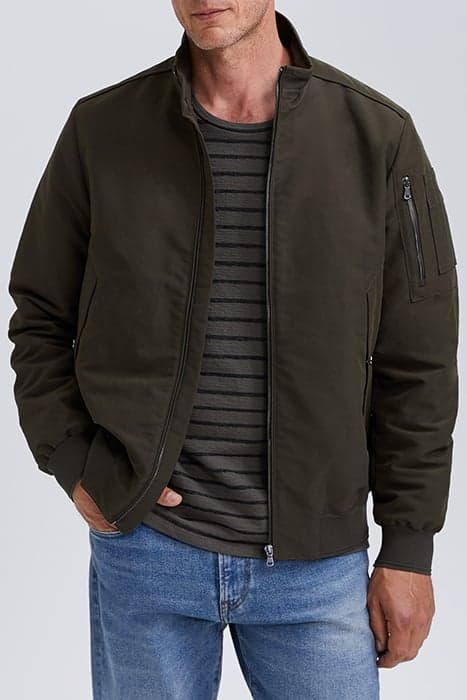 KHAKI BOMBER JACKET WITH SHERPA-LINED COLLAR KHAKI by IKKS