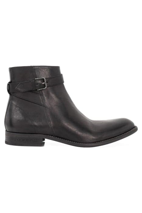 BLACK LEATHER BOOTS WITH BUCKLED STRAP BLACK by IKKS