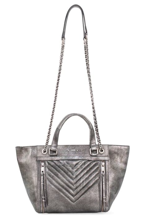 1440 MEDIUM METALLISE QUILTED CHEVRON TOTE BAG GREY by IKKS