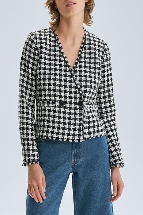 BLACK HOUNDSTOOTH MOTIF TWEED-LOOK JACKET BLACK by IKKS