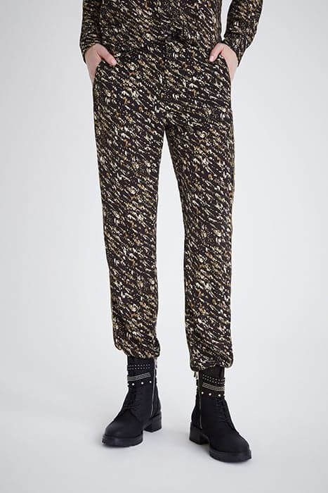 BLACK FUSAIN PRINT FLOWING TROUSERS BLACK by IKKS