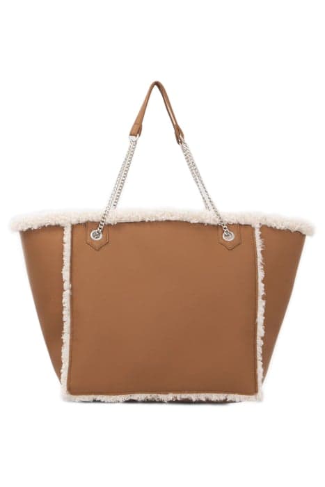 CAMEL REVERSIBLE OVERSIZED FURRY TOTE BAG NUTS by IKKS