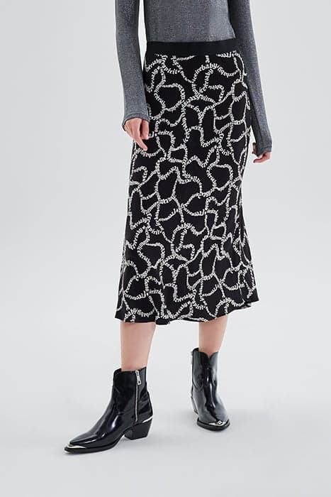 BLACK MIDI SKIRT WITH ECRU LETTERING BLACK by IKKS